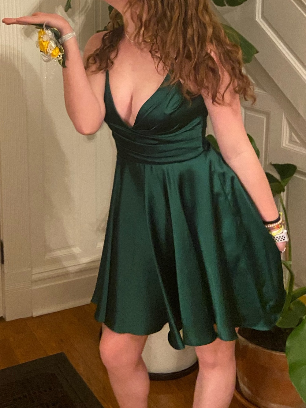 Green Low Plunge Hoco Dress
